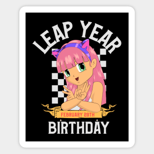 Leap Year February 29th Birthday Leap Year Day Feb 29 Checkered Flag Peace Magnet